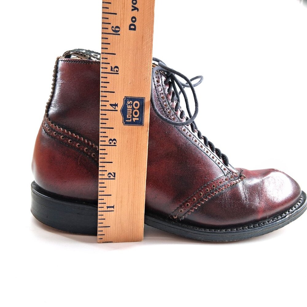 John Fluevog Burgundy Leather Brogue Wingtip Ankle Boots Pinked Lace UK5 US7 - Picture 15 of 15